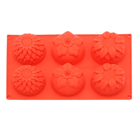 3 Design Flower Shape Silicone Mold 6 Cavity