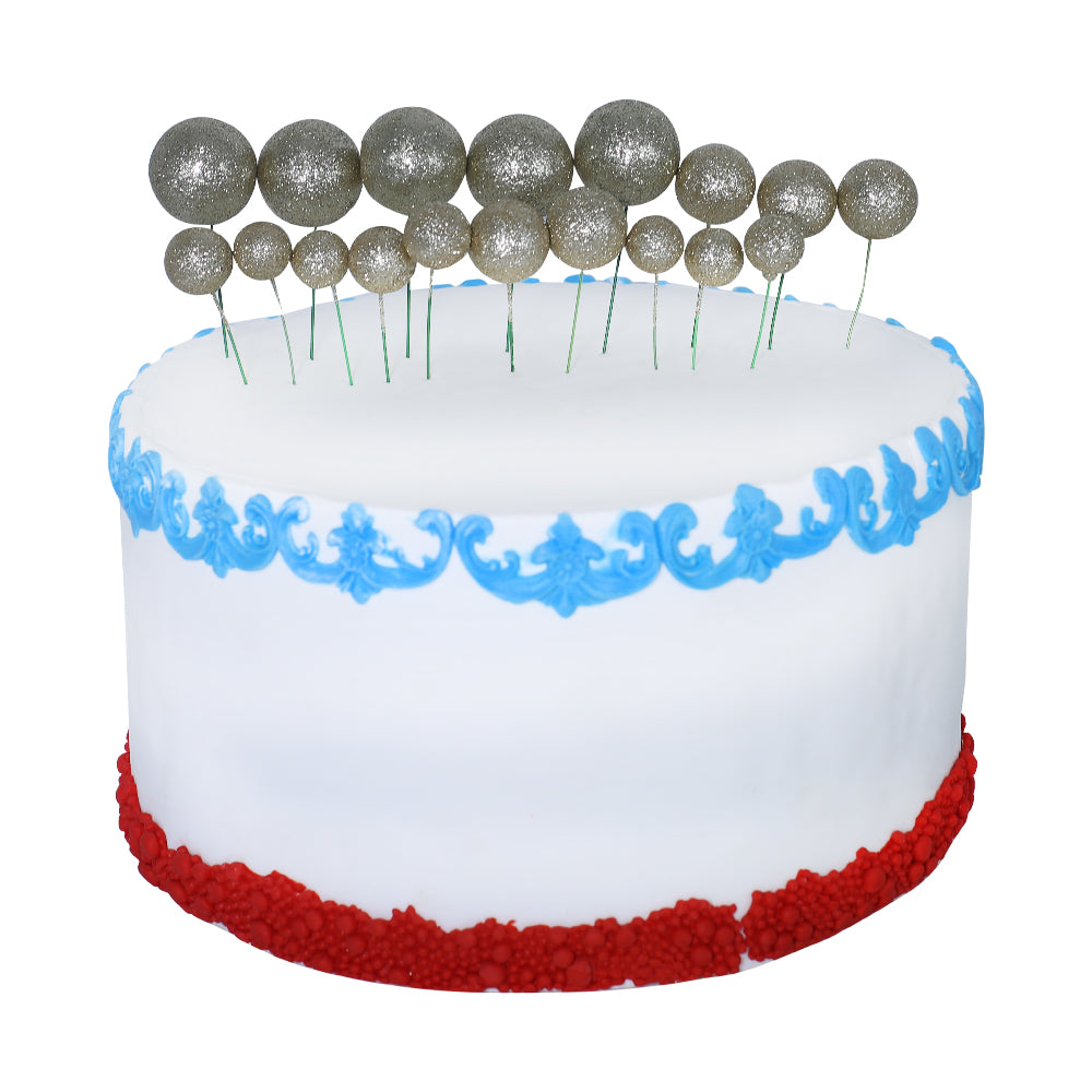 Glitter Silver Shade Ball Cake Topper 20Pcs Set
