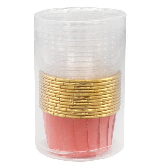 12Pcs Red Foil Cupcake liner With Plastic Cap