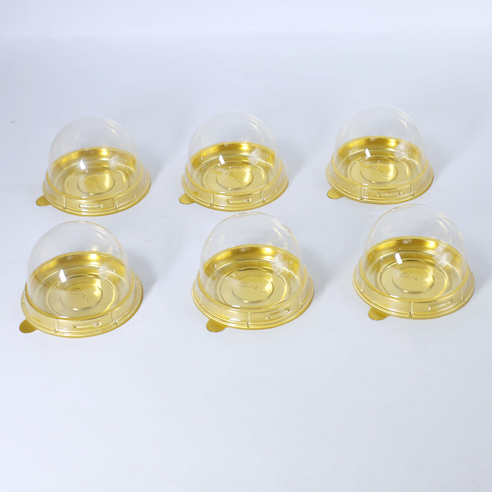Golden Disposable Round Serving Cupcake Slice Box 6pcs Set