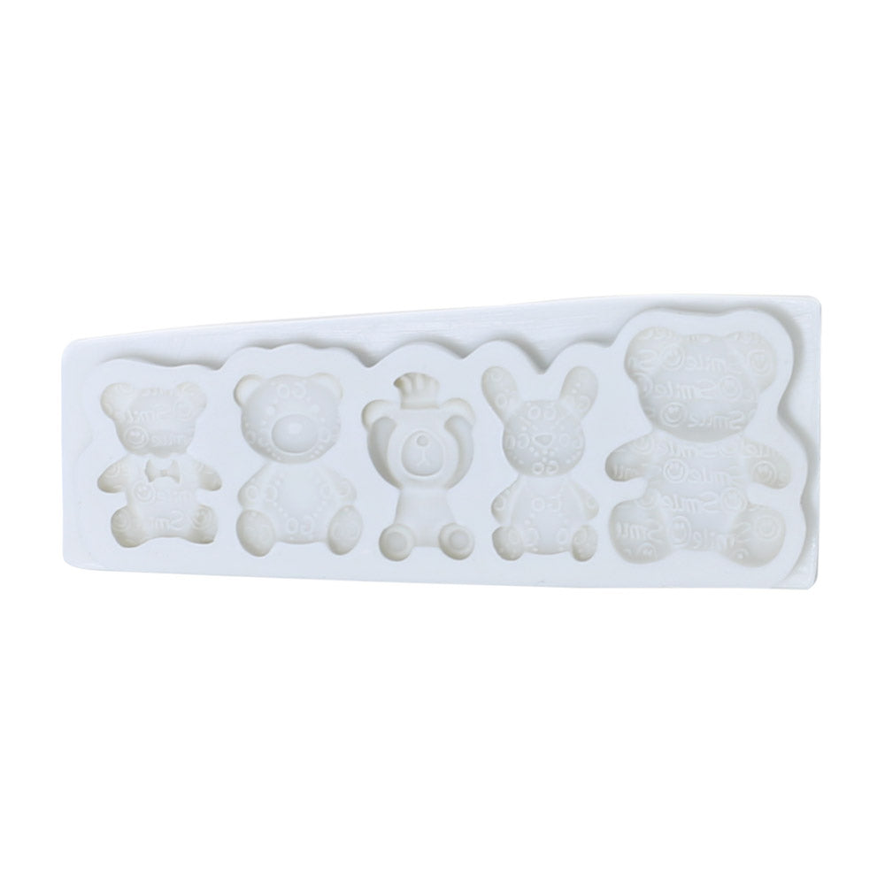 Teddy Bear Theme With Design Silicone fondant Mold 5 Cavity