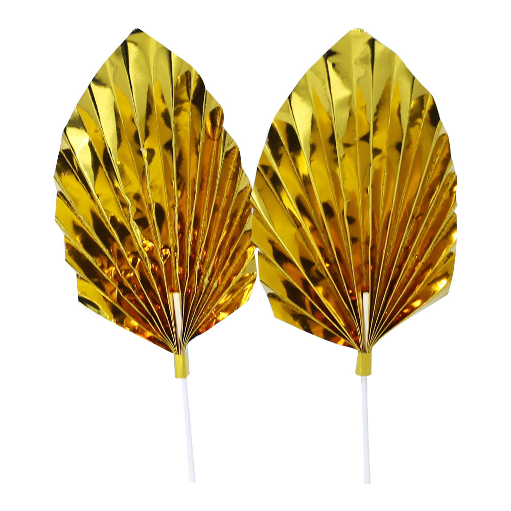 Palm Leave Yellow Cake Topper 2Pcs Set