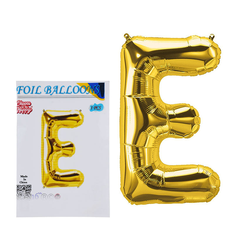 16 Inch Golden Alphabet E Letter Foil Balloon for Party Decoration