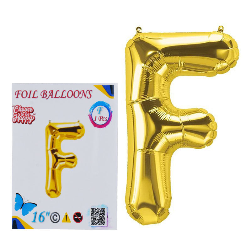 16 Inch Golden Alphabet F Letter Foil Balloon for Party Decoration