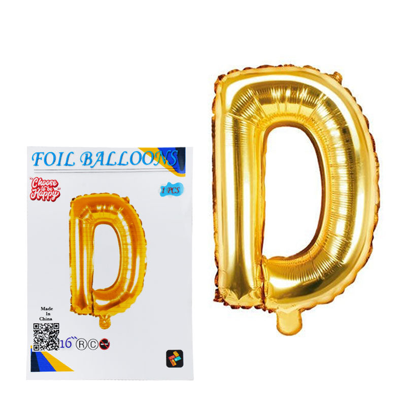 16 Inch Golden Alphabet D Letter Foil Balloon for Party Decoration