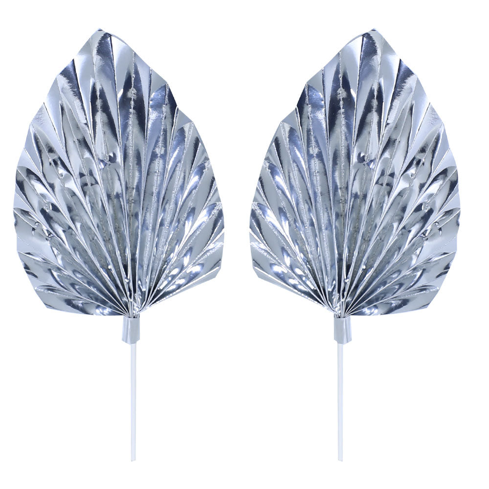 Palm Leave Silver Cake Topper 2Pcs Set