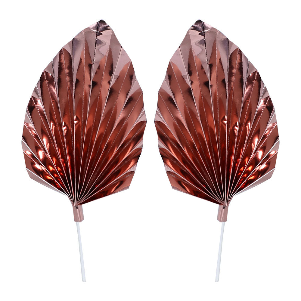 Palm Leave Rose Gold Cake Topper 2Pcs Set