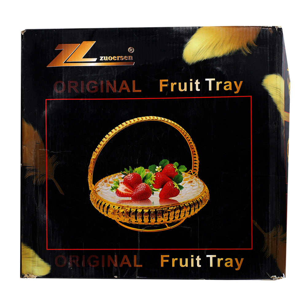 Glass Serving Tray Or Fruit Basket Golden
