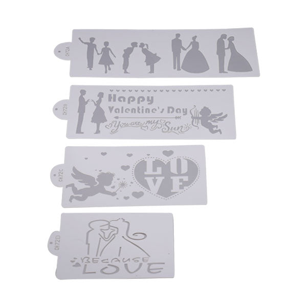 Love Theme Different Shpaes And Sizes Stencil 4Pcs Set