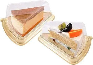 Golden Disposable Triangle Serving Cake Slice Box 5pcs Set (A05)