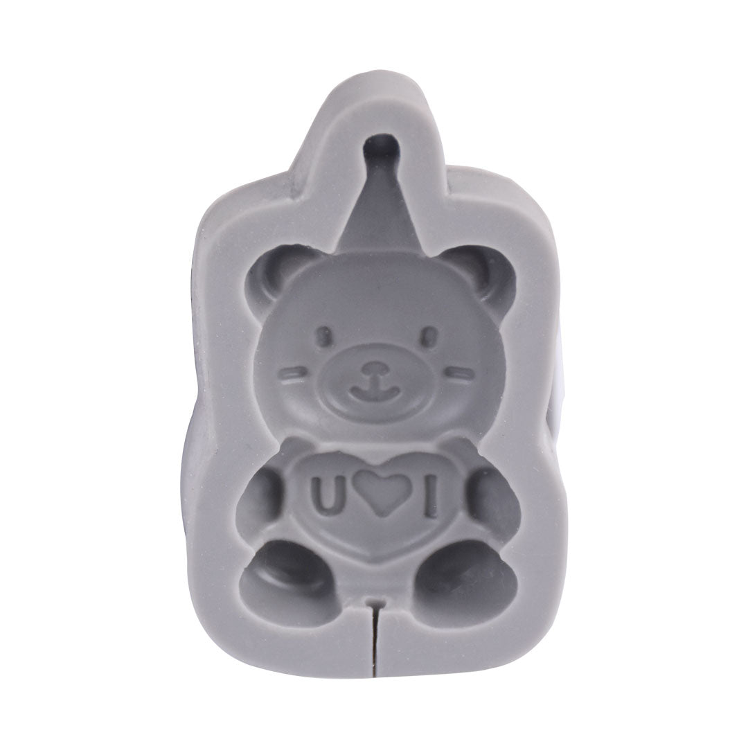 3D Teddy Bear With Birthday Cap Lollipop Mold