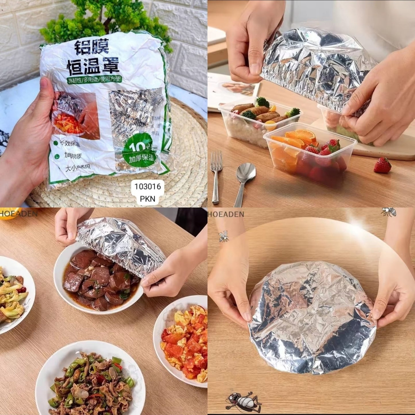 Disposable & Reusable Elastic Food Aluminum Covers 10Pcs Set
