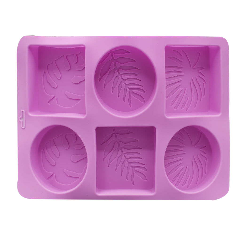 3 Rectangle & 3 Oval Shapes Leave Design Silicone Soap Mold 6 Cavity