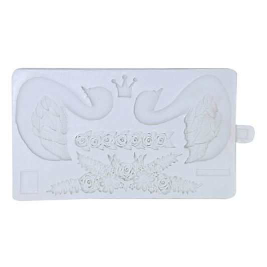 Swan And Rose Crown Silicone Fondant Mold