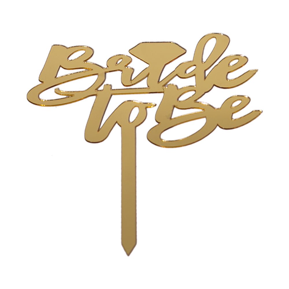 Bride To Be Cake Topper With Diamond Design Golden
