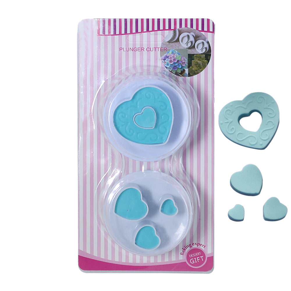 2 Design Heart Plunger Cutter 2Pcs Set