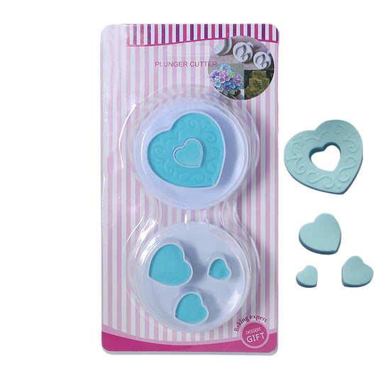 2 Design Heart Plunger Cutter 2Pcs Set