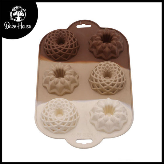 2 Design Mini Bundt Silicone Mold 6 Cavity