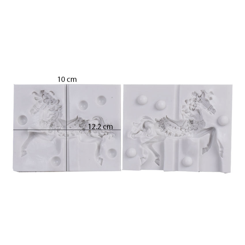 2 Sided Big Size Carousel Horse Silicone Fondant Mold