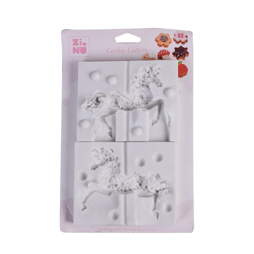 2 Sided Big Size Carousel Horse Silicone Fondant Mold Bakehouse.pk