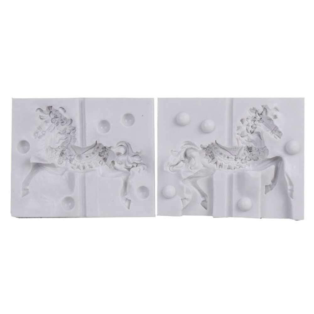 2 Sided Big Size Carousel Horse Silicone Fondant Mold