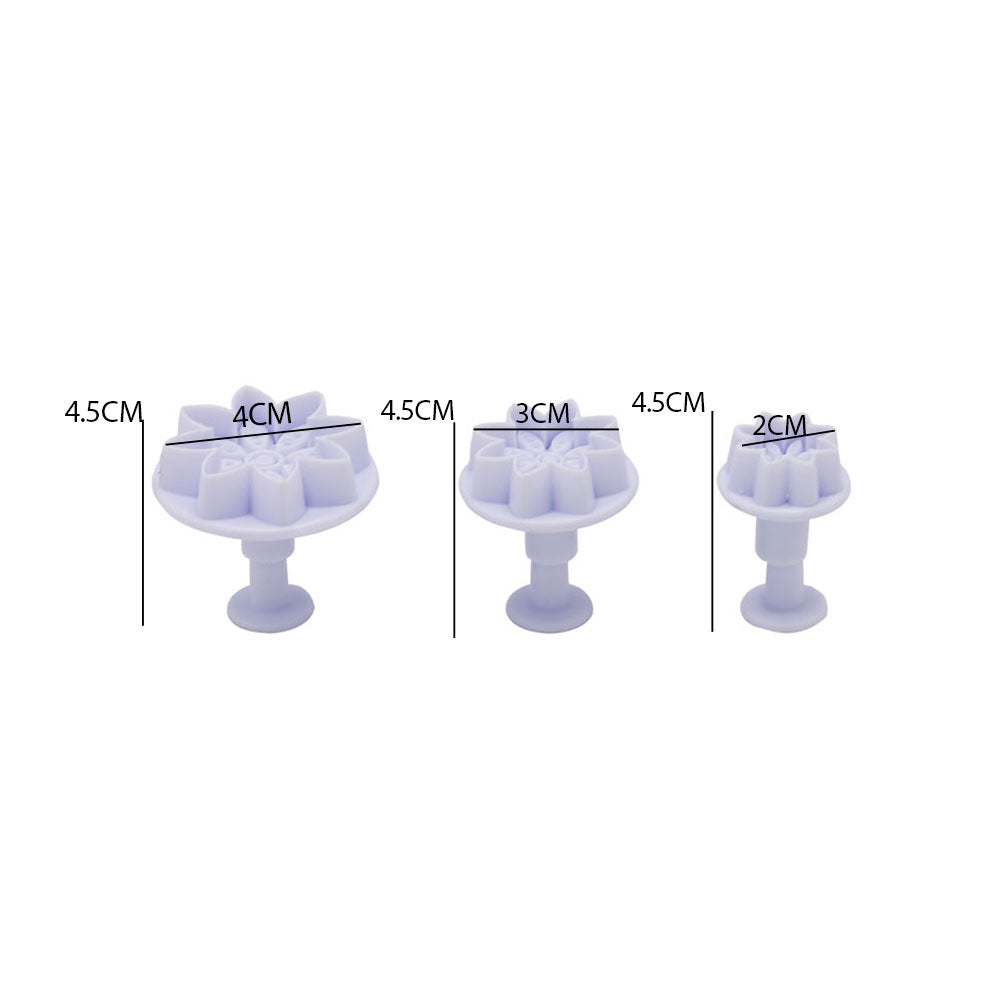 8 Petal Dotted Flower Plunger Cutter 3Pcs Set