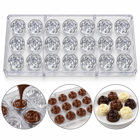 Rose Shape Acrylic Chocolate Mold 21 Cavity