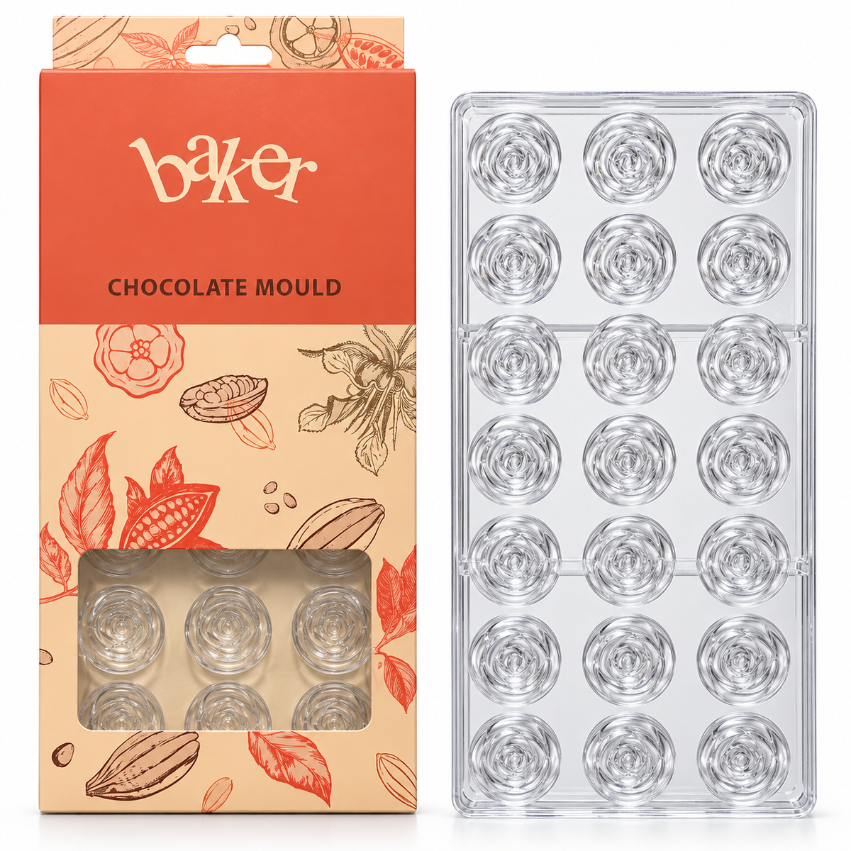 Rose Shape Acrylic Chocolate Mold 21 Cavity