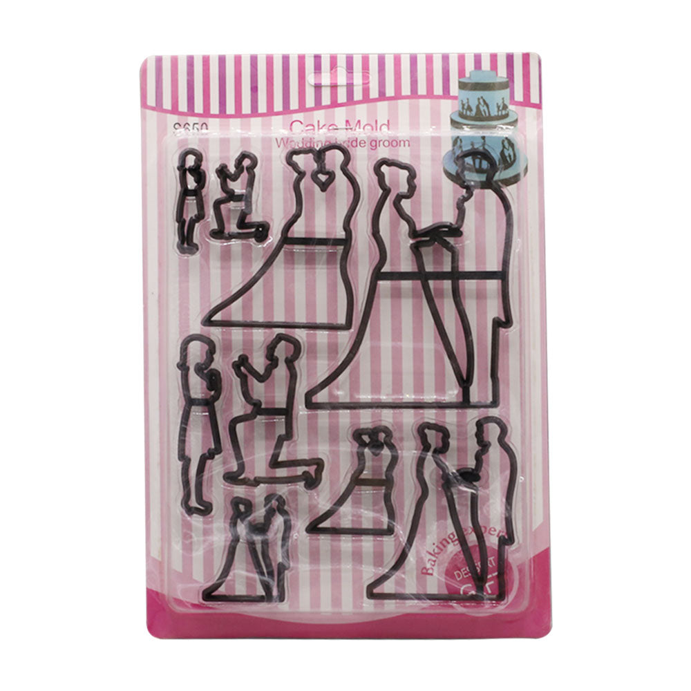 Wedding Bride Groom Fondant Cutter Set 9Pcs Plastic