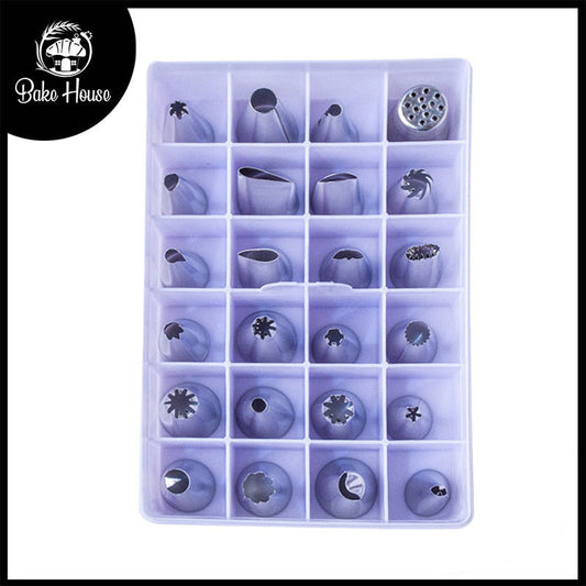24Pcs Icing Nozzle Set Stainless Steel With Plastic Box