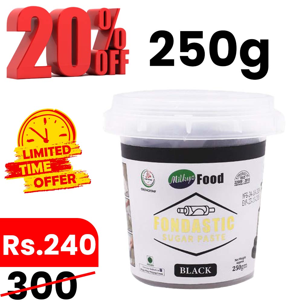 Milkyz Food Fondastic Black Fondant Sugar Paste 250gm