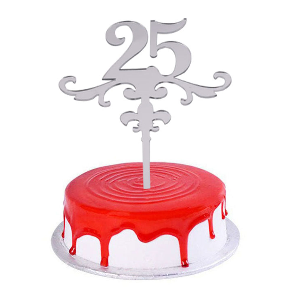 (25) Number Cake Topper Silver