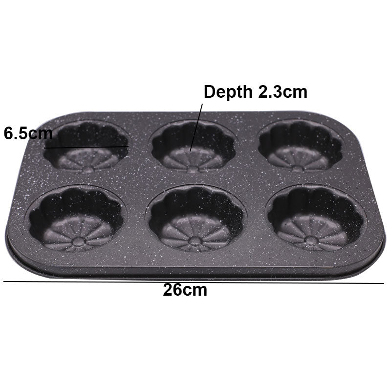 Muffin Flower Cupcake Baking Tray Non Stick 6 Cavity