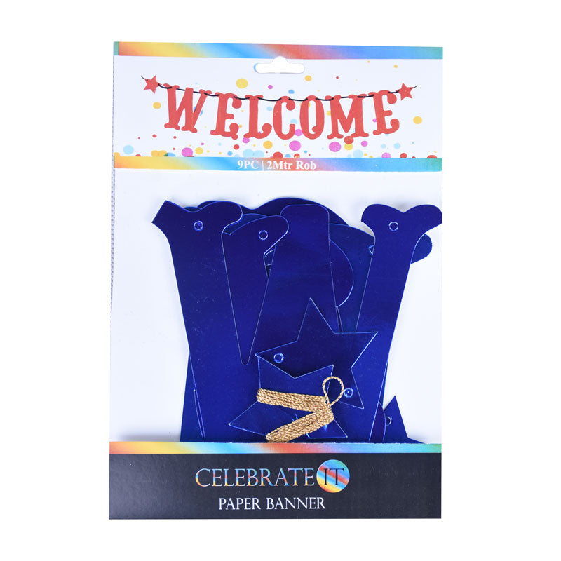 Blue Color Welcome Banner For Party Decoration