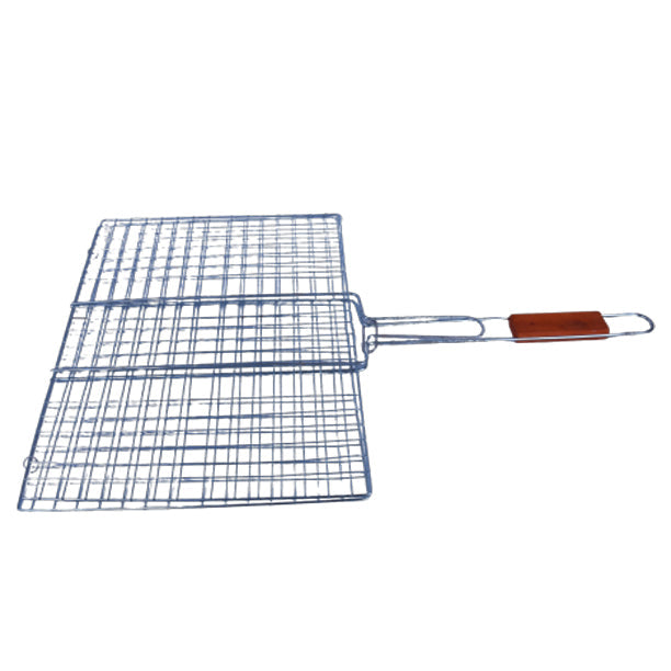 BBQ Hand Grill For Fish and Chicken 39 X 29cm Basket With Wooden Handle