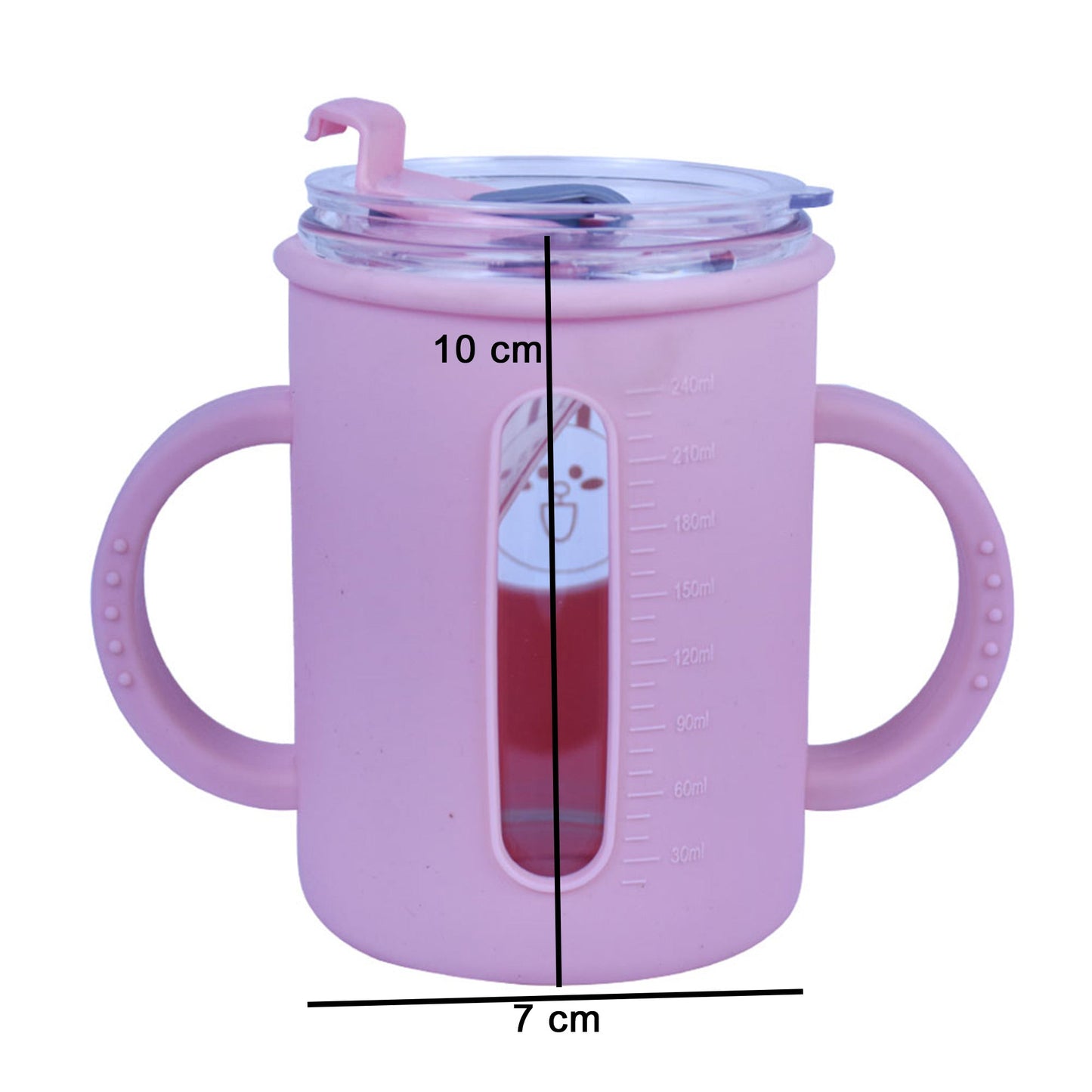 Baby Feeding Silicone Cover Anti-fall Glass Milk Cup 250ml