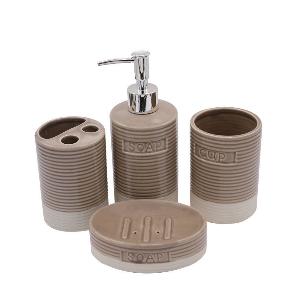 Cylinder Lines 4 Pcs Ceramic Bathroom Accessories Set