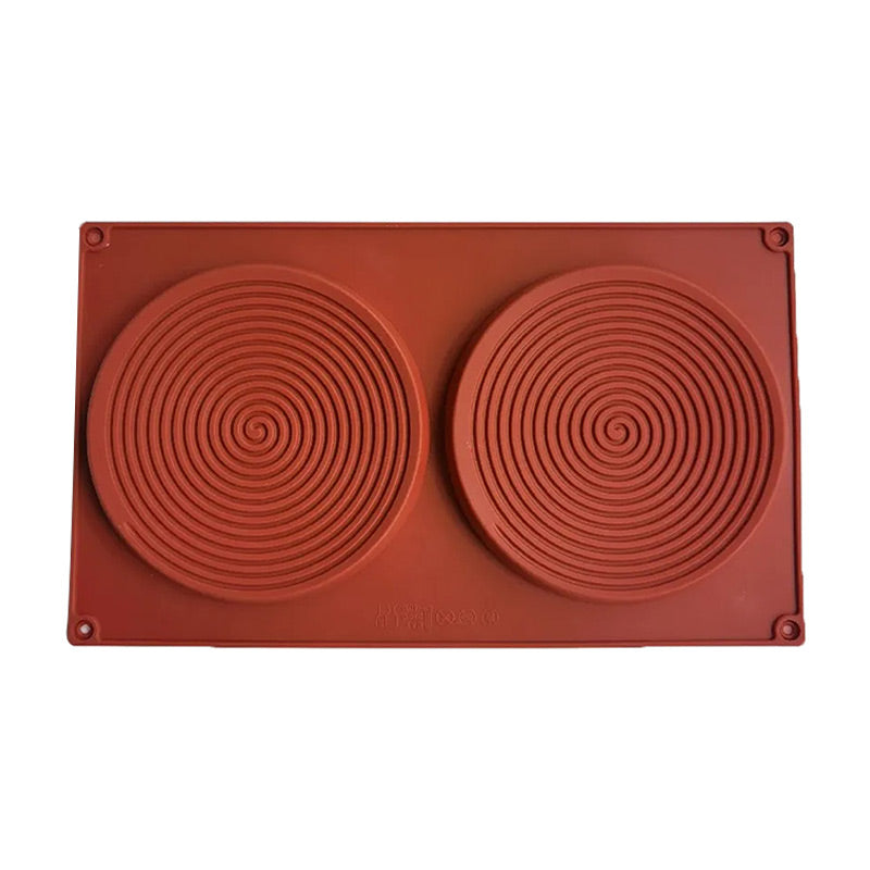 Spiral Round Fondant Chocolate Dessert Silicone Mold 2 Cavity