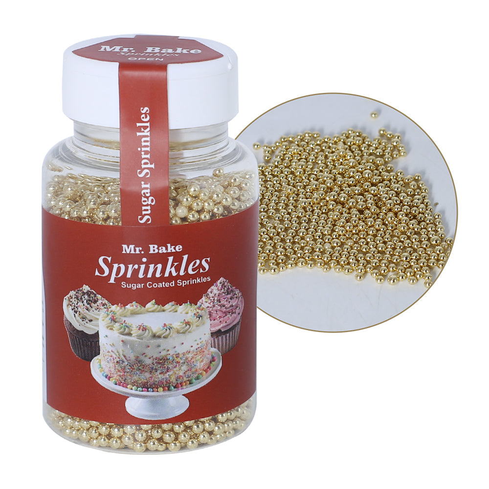 MR Bake Shiny Golden Edible Pearl - Small - 90g Jar