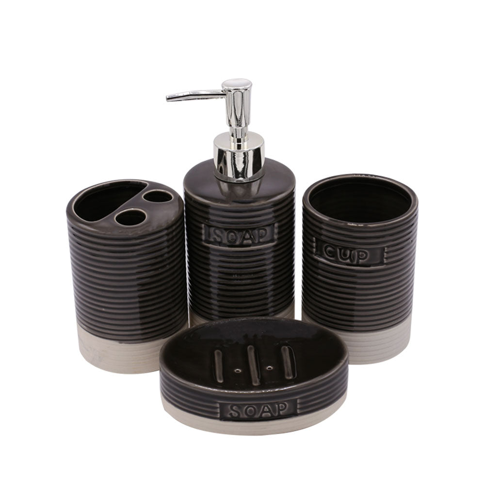Cylinder Lines 4 Pcs Ceramic Bathroom Accessories Set