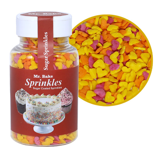 MR Bake Confetti Heart Mix Sprinkles (Orange,Pink,Yellow) – 90g Jar