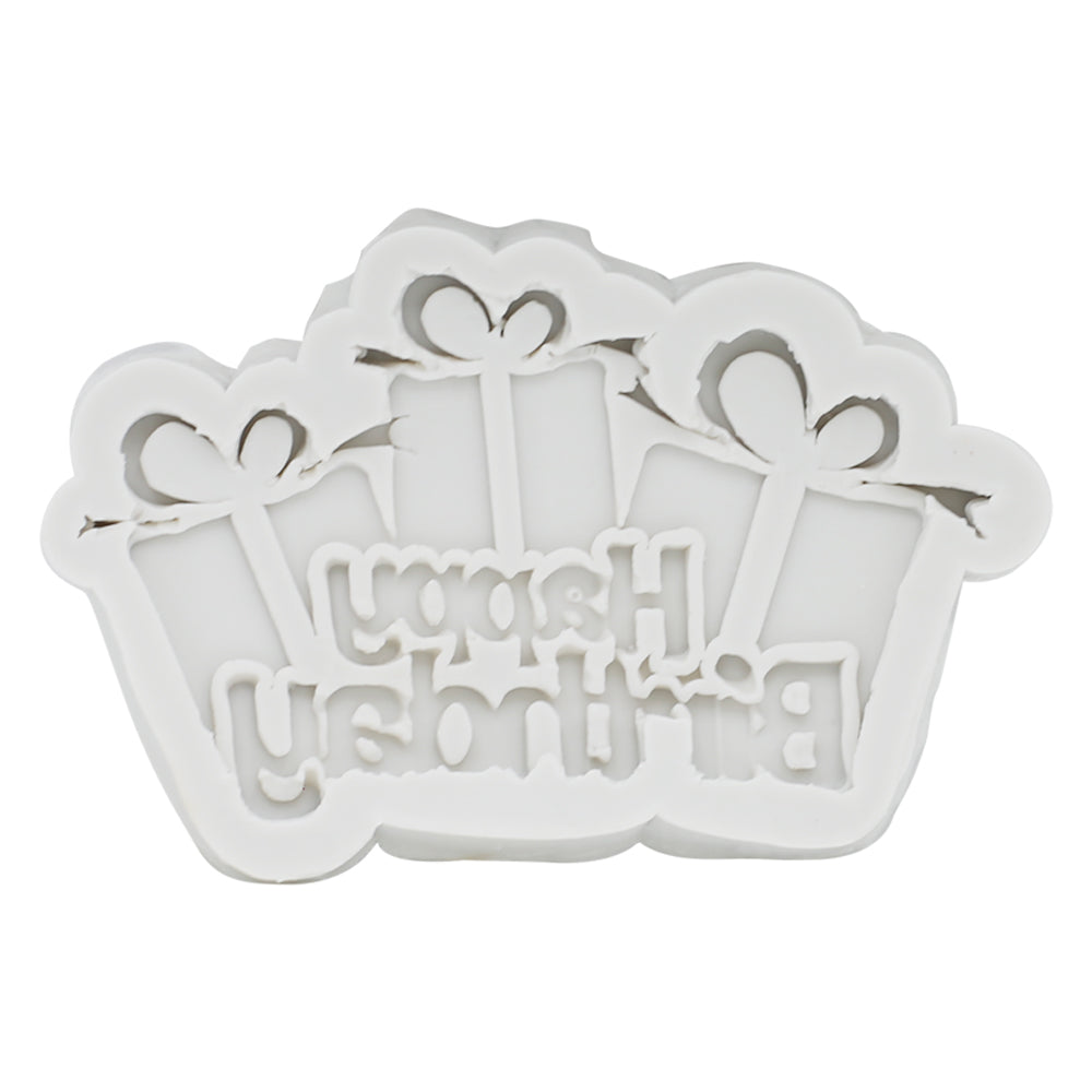 Happy Birthday With Gift Box Silicone Fondant Mold