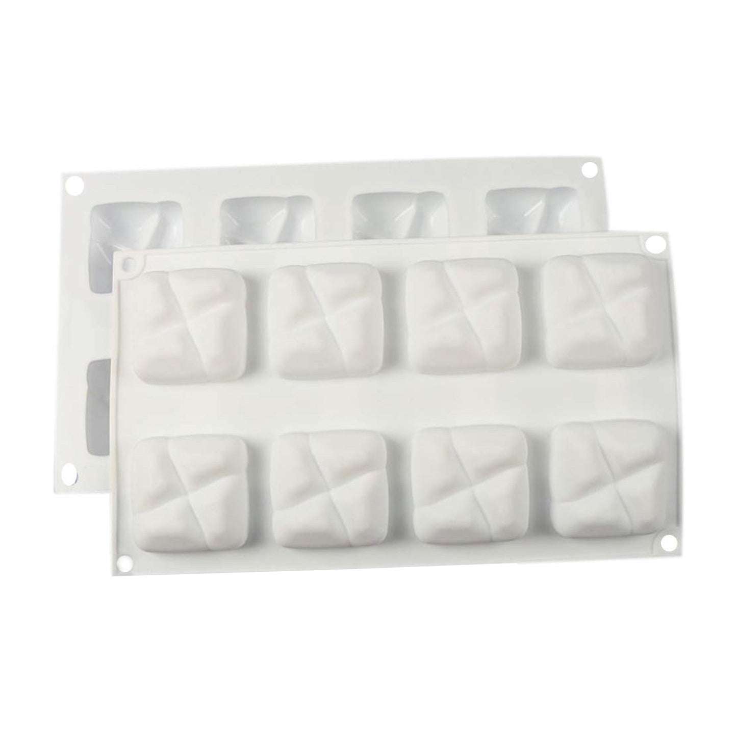 Crossed Sqaure Shape Mousse Chocolate Silicone Mold 8 Cavity