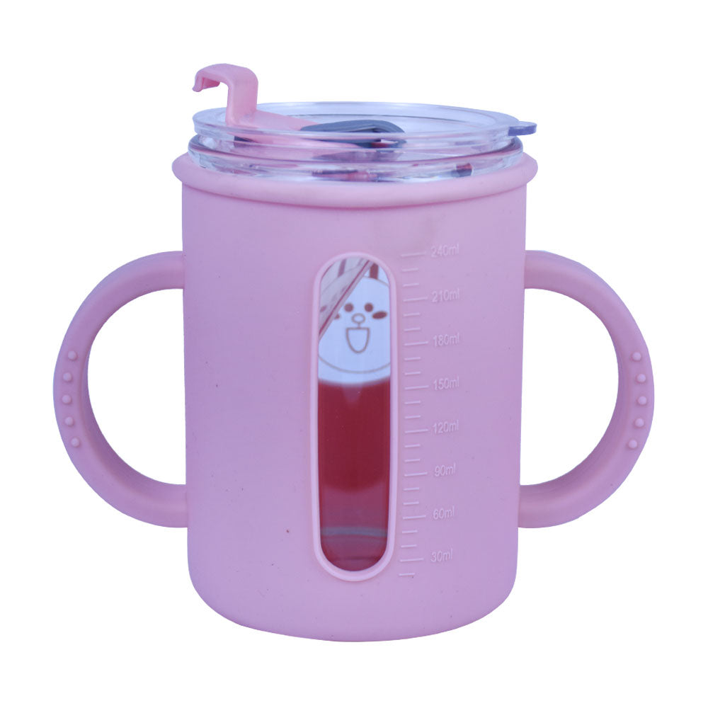 Baby Feeding Silicone Cover Anti-fall Glass Milk Cup 250ml