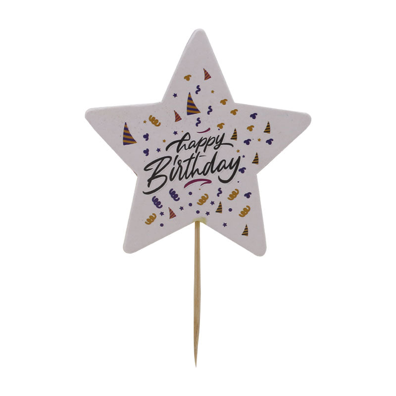 Happy Birthday Star Cupcake Topper 6pcs Pack