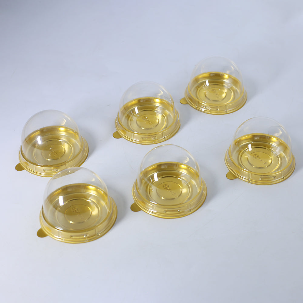 Golden Disposable Round Serving Cupcake Slice Box 6pcs Set