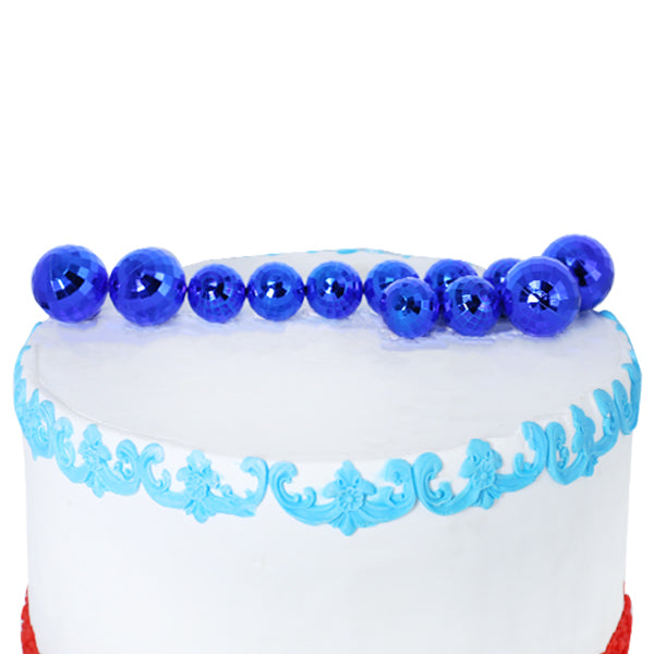 Artificial Vintage Dark Blue Ball Cake Topper 12Pcs Set