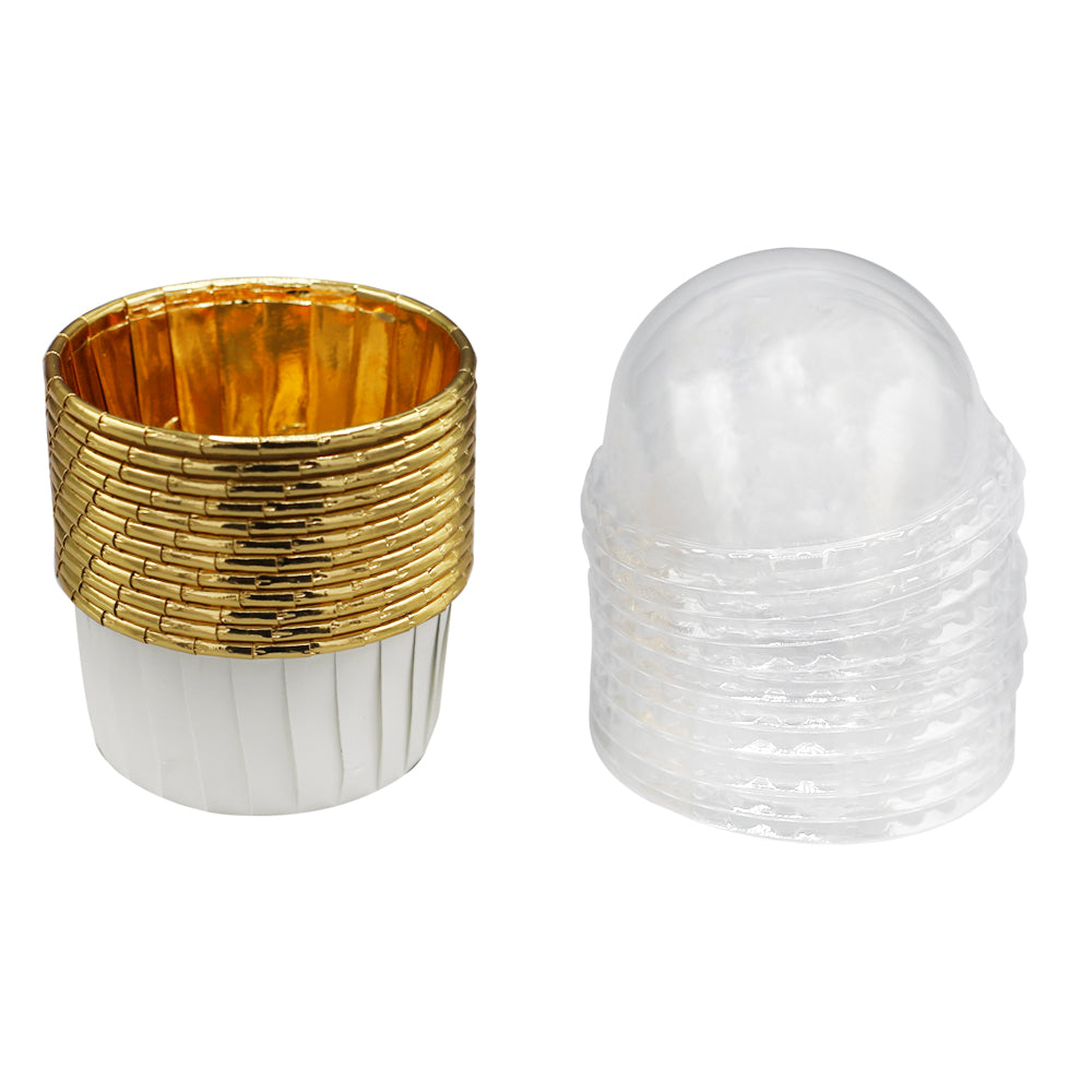 12Pcs White Foil Cupcake liner With Plastic Cap
