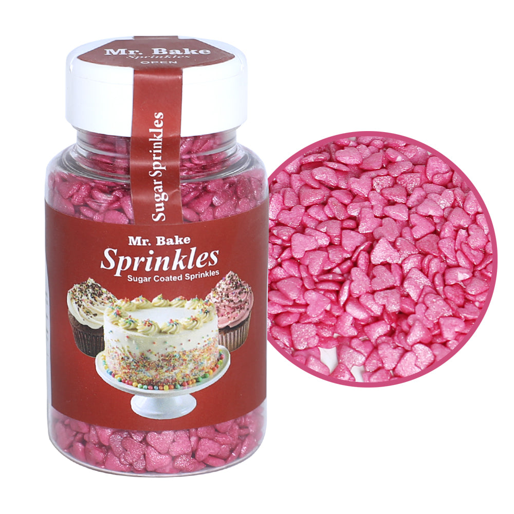 MR Bake Pink Hearts Sprinkles – 90g Jar