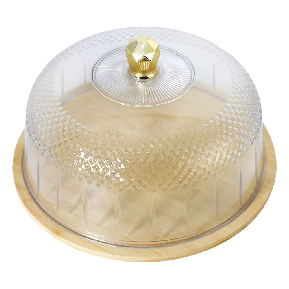 Acrylic Cake Dome With Bamboo Wooden Base 27.5cm